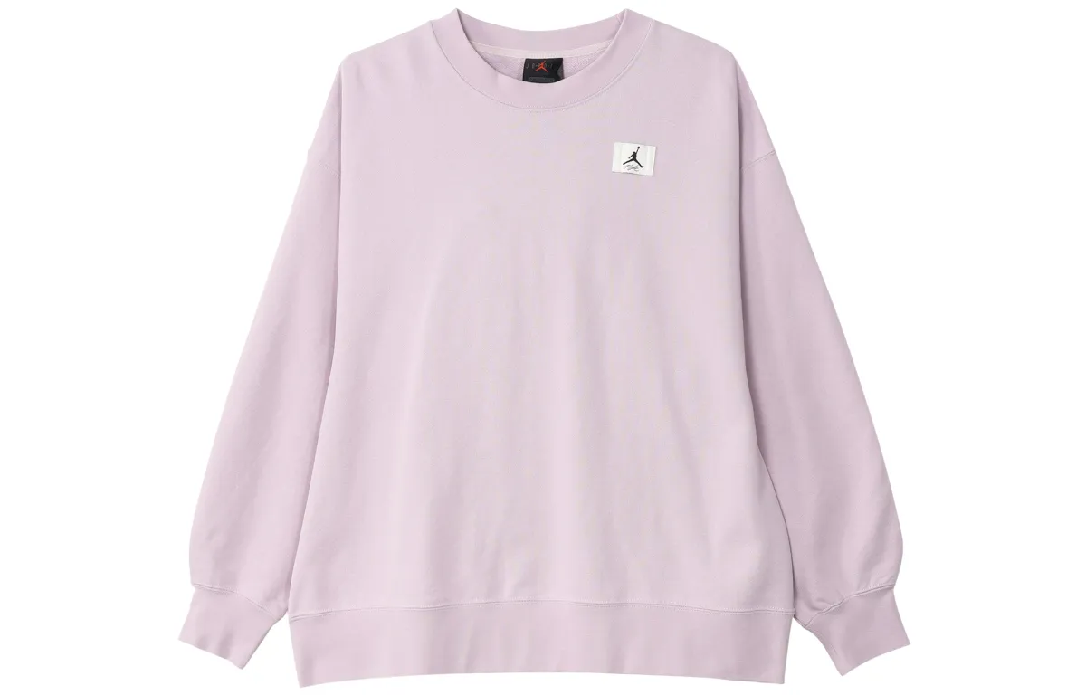 Jordan Embroidery Solid Color Pullover Fleece Lined Long Sleeved Sweatshirt Women's Purple