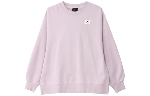 Jordan Embroidery Solid Color Pullover Fleece Lined Long Sleeved Sweatshirt Women's Purple