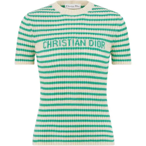 DIOR T Shirts Women's Green Crew Neck Moderate