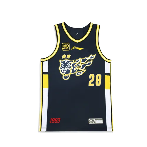 LiNing Li Ning CBA Series Alphanumeric V-neck Comfortable Breathable Versatile Casual Basketball Vest 24-25 Season Classic Edition Guangdong Team Wang Shaojie No. 28 Men's Guangdong Blue