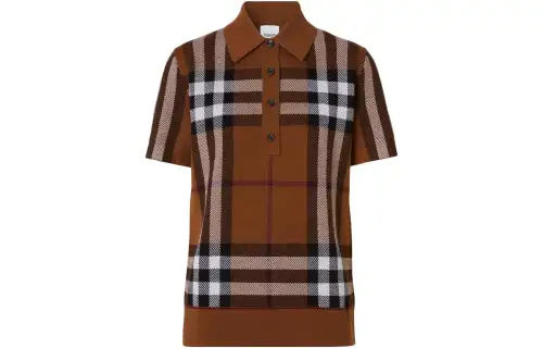 Burberry Polo Shirts Women's Wheat Brown Polo Collar Moderate Straight Fit