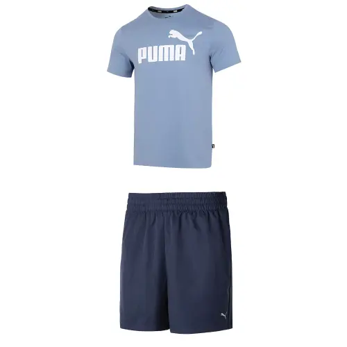PUMA Casual Sportswear Men's Sky Blue+Blue Crew Neck Moderate
