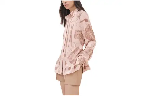 HERMES Shirts Women's Light Pink Pointed Collar Moderate Other