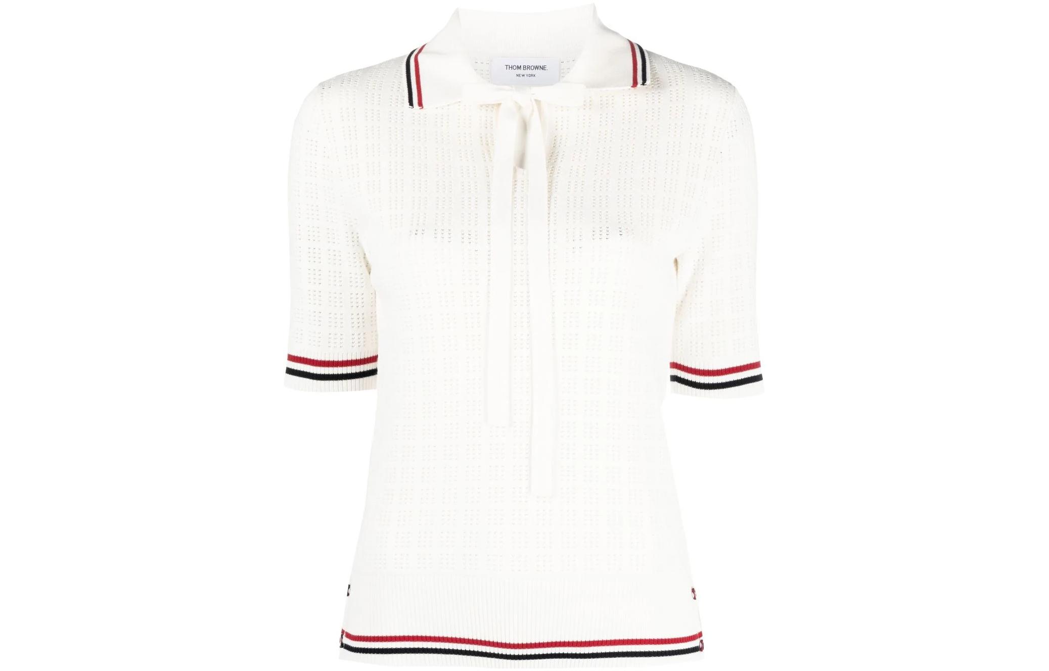 THOM BROWNE Rwb Pointelle Polo Shirt