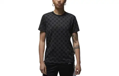 Jordan T Shirts Women's Black Crew Neck Moderate Straight Fit