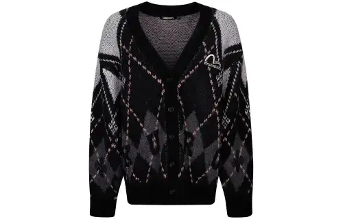 EVISU Knitwear Women's Black V Neck Moderate Cardigan