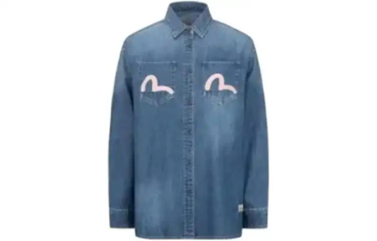 EVISU Shirts Women's Blue Lapel Moderate Shirt