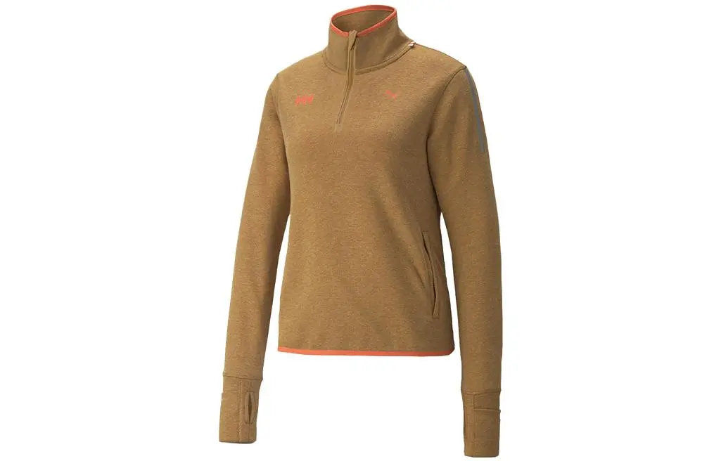 PUMA Sweatshirts Women's Earth Yellow Half-Turtleneck Moderate Straight Fit