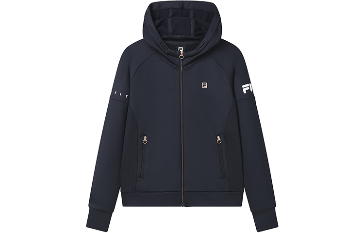 FILA Athletics Solid Color Hooded Fleece Lined Loose Fit Casual Jackets & Coats Women's Royal Blue