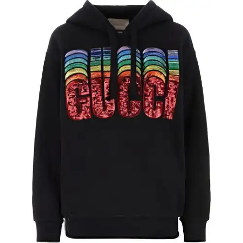 GUCCI Sweatshirts Women's Black Hooded Moderate Regular