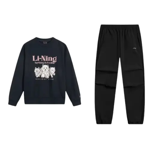Li Ning Sweatshirt Sets Women's Crew Neck Moderate