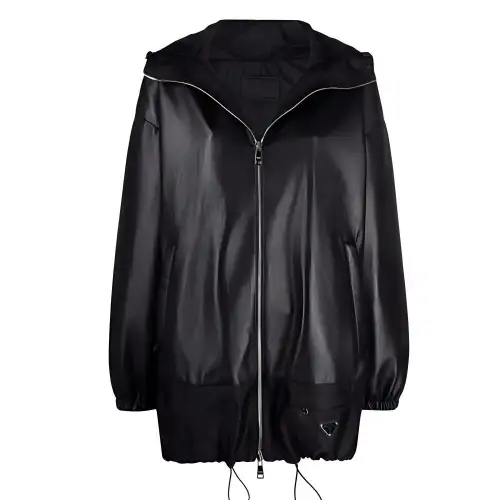 PRADA Jackets Women's Black Hooded Moderate Other
