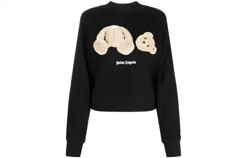 PALM ANGELS Women's Palm Bear Fitted Crew Sweatshirt Black/Brown