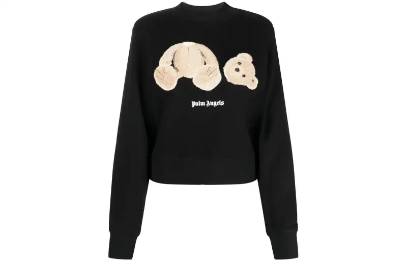 PALM ANGELS Women's Palm Bear Fitted Crew Sweatshirt Black/Brown