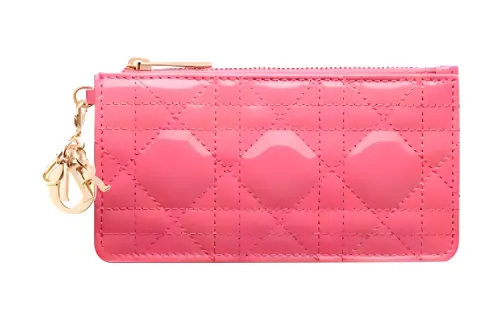 DIOR Dior, leather accessories, small fuchsia card holder