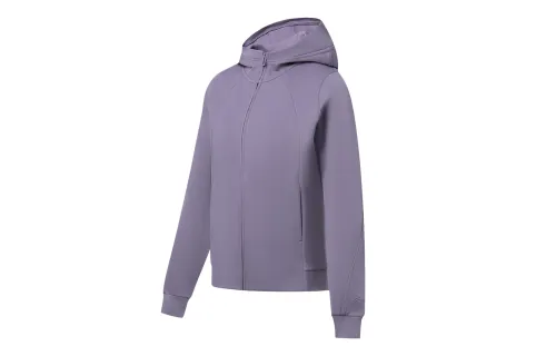 Li Ning Fitness Series Hooded Cardigan Sweatshirt Spring Fall Women's Smoky Gray Mauve