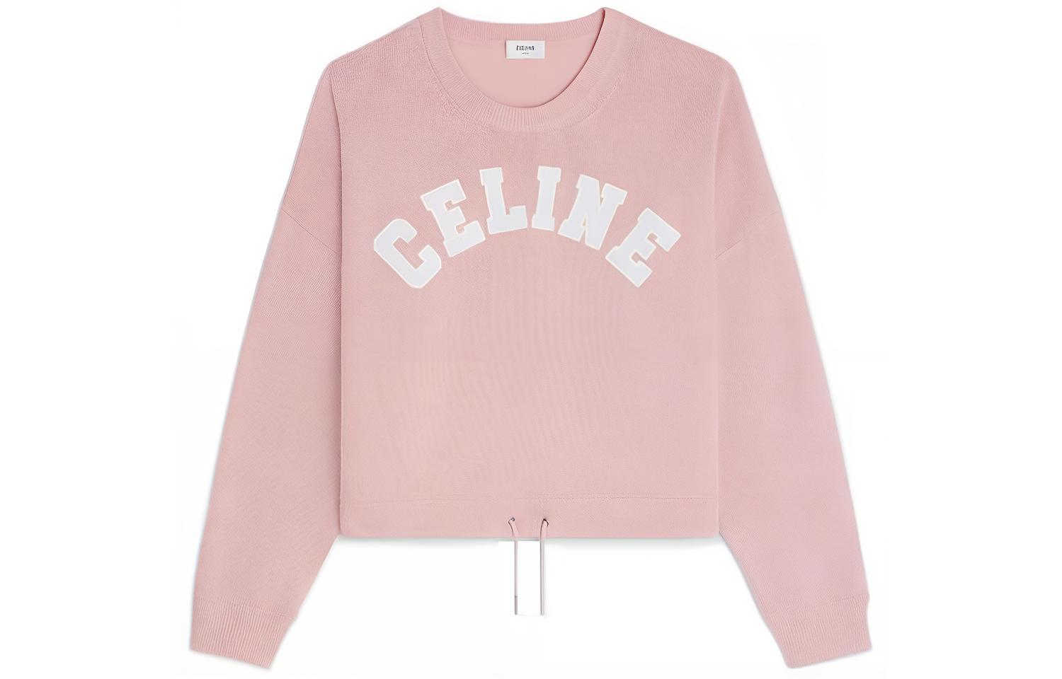 CELINE Cashmere Sweaters Women's Pink Crew Neck Moderate