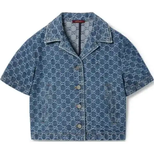 GUCCI Shirts Women's Blue Cuban Collar Moderate Other