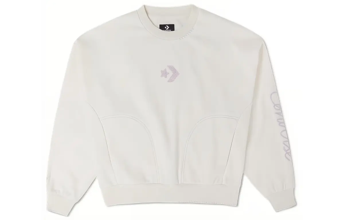 Converse Sweatshirts Women's White Crew Neck Moderate Straight Fit