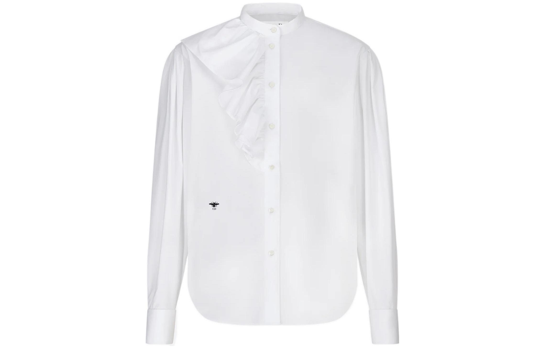 DIOR Shirts Women's White Stand Collar