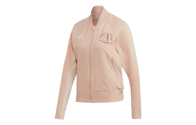 Adidas Jackets Women's Bright Light Pink/Linen Brown Stand Collar Moderate Pilot