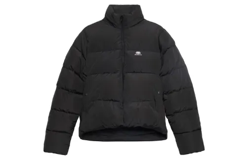 Balenciaga Women'ss C Shape Puffer Jacket Black/White Logo