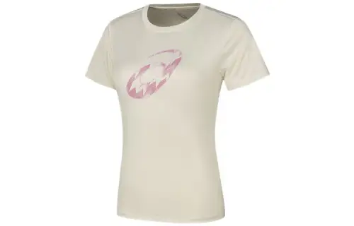 ASICS T Shirts Women's Ecru Crew Neck Moderate Other