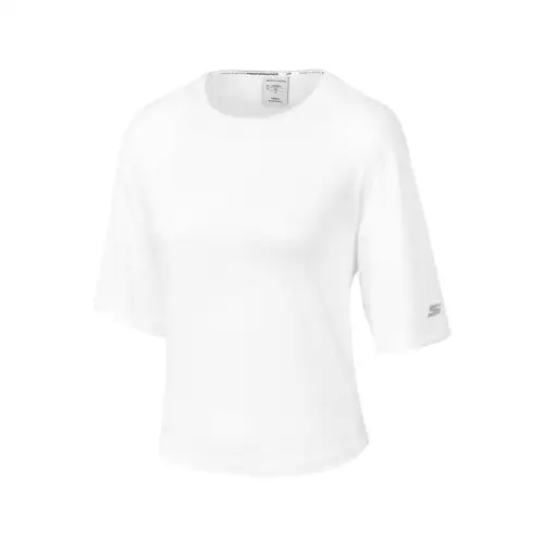Skechers T Shirts Women's Bright White Crew Neck Moderate Straight Fit