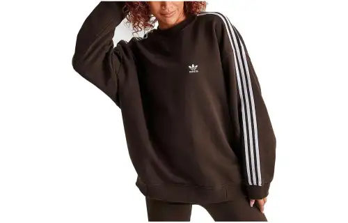 Adidas originals adicolor Classics Oversized Striped Letters Logo Print Sweatshirt Women's Brown