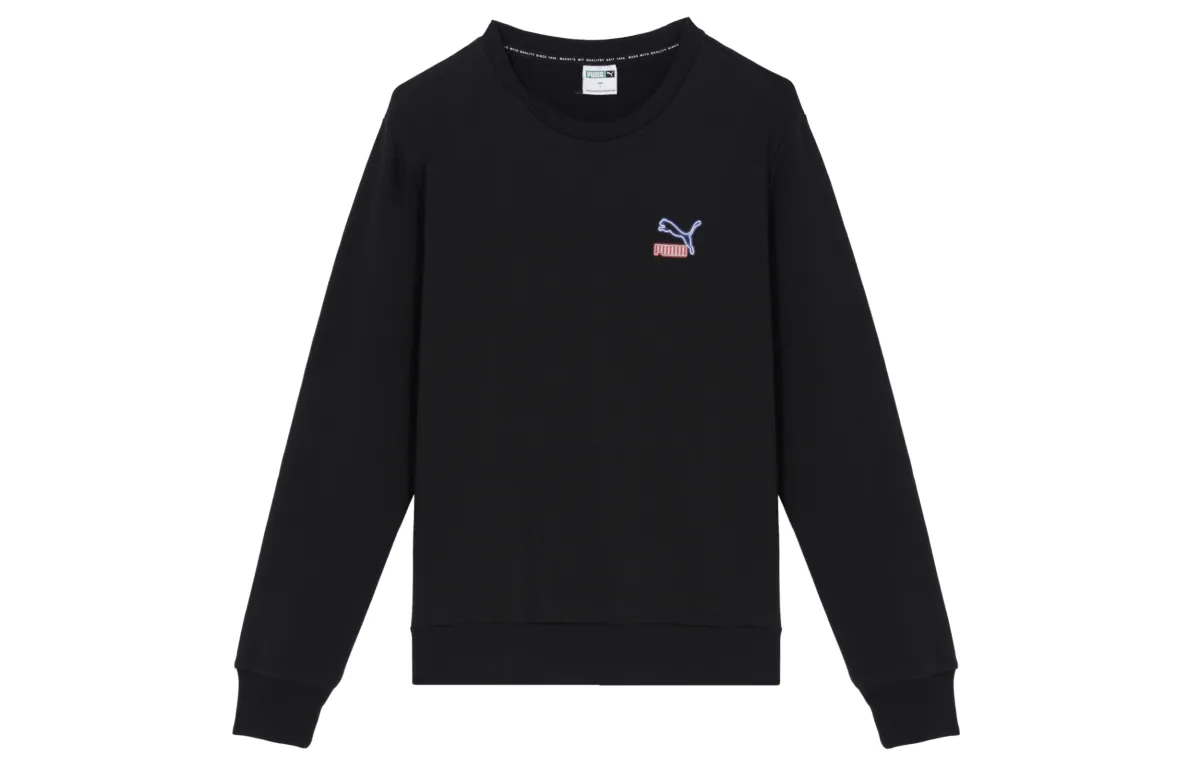 PUMA Sweatshirts Women's Black Crew Neck Moderate Regular