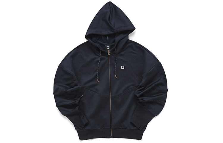 FILA FIL Athletics Fleece Thermal Knitted Fabric Sports Fleece Lined Hooded Jacket Winter Women's Royal Blue