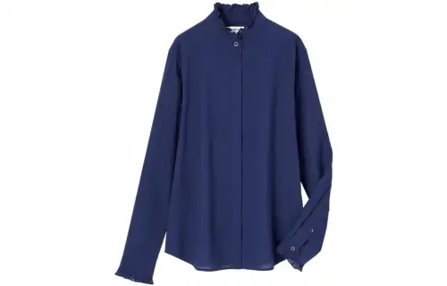 UNIQLO Shirts Women's Dark Blue Ruffle Collar Moderate Other