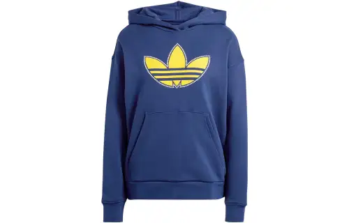 Adidas Originals Trefoil Sweatshirts Women's Dark Blue Hooded Moderate Regular
