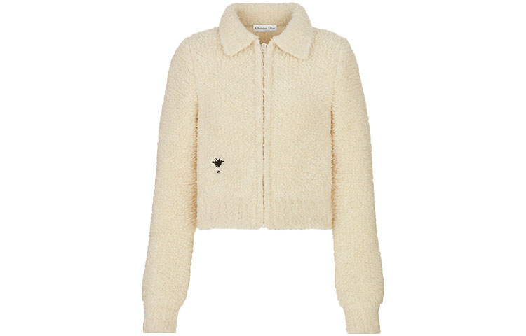 DIOR Short long-sleeve for leisure, beige jacket, with embroidery