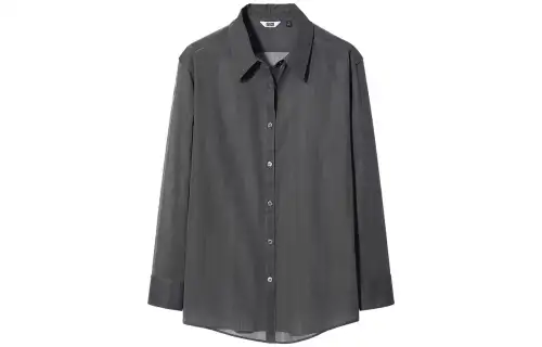 UNIQLO Shirts Women's Dark Gray Lapel Moderate Shirt