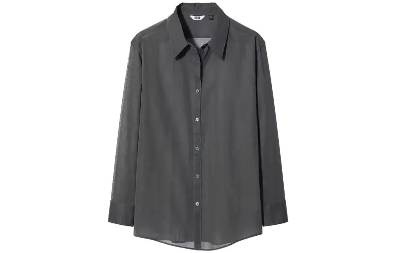 UNIQLO Shirts Women's Dark Gray Lapel Moderate Shirt