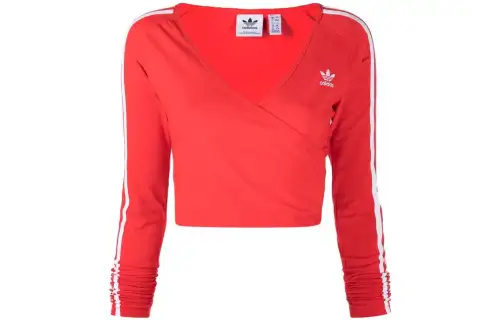 Adidas Originals Sweatshirts Women's Red V Neck Moderate Regular