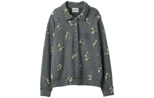 MIU MIU Polo Shirts Women's Gray Polo Collar Moderate Other