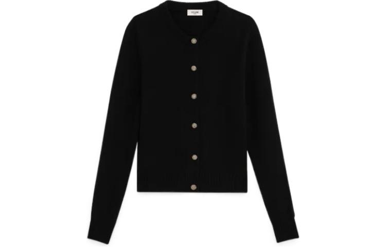 CELINE Cashmere Sweaters Women's Black V Neck Moderate