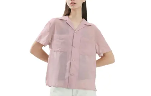 UNIQLO Shirts Women's Pink Lapel Moderate Shirt