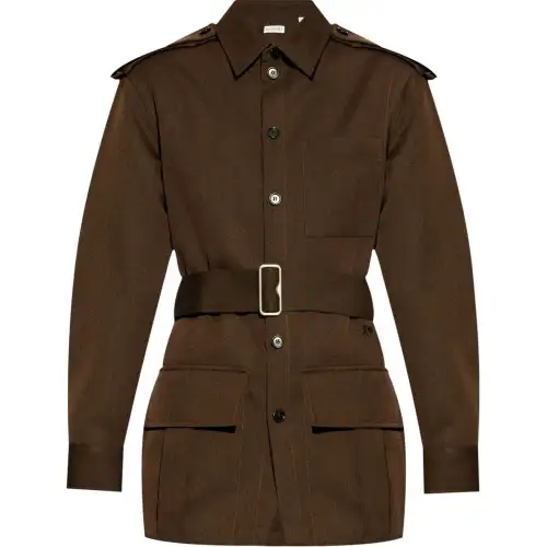 Burberry belted-waist buttoned overshirt
