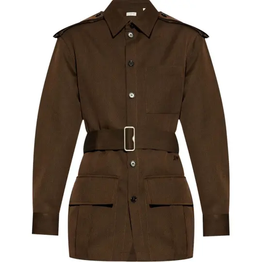 Burberry belted-waist buttoned overshirt