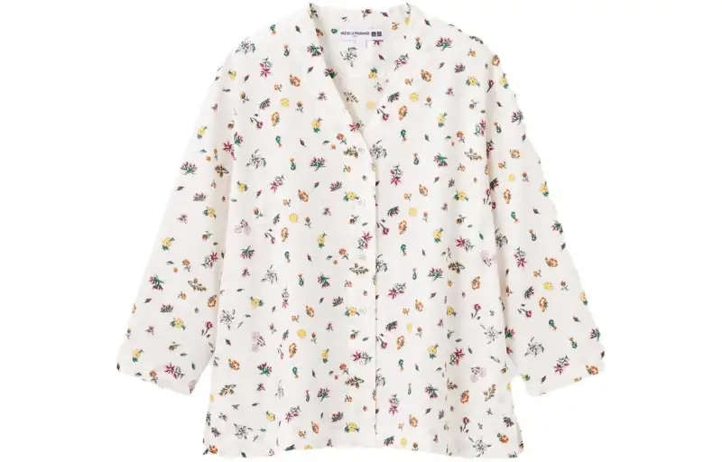 UNIQLO X INES DE LA FRESSANGE UNIQLO X Ines De La Fressange Shirts Women's Ivory V Neck Moderate Shirt