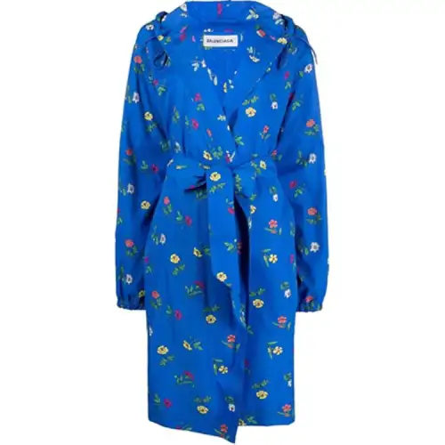 Balenciaga Jackets Women's Blue Hooded Non Detachable Moderate Other