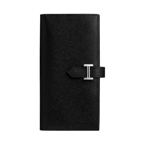 HERMES Bearn Epsom Calfskin Wallet Women's Black