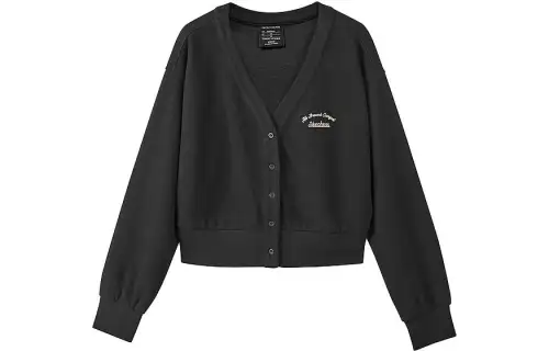 Skechers Colorful Knitwear Women's Carbon Black/0018 V Neck Moderate Cardigan