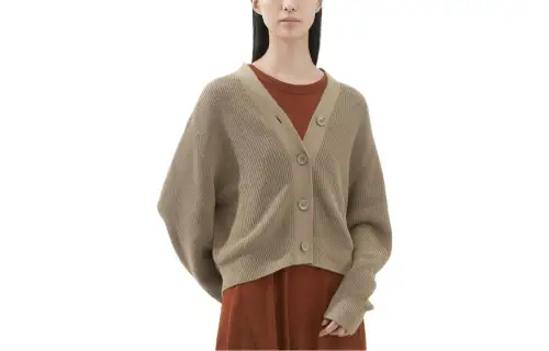 UNIQLO Knitwear Women's Khaki V Neck Moderate Cardigan