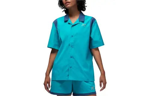 Jordan Shirts Women's Aqua Blue Pointed Collar Moderate Other