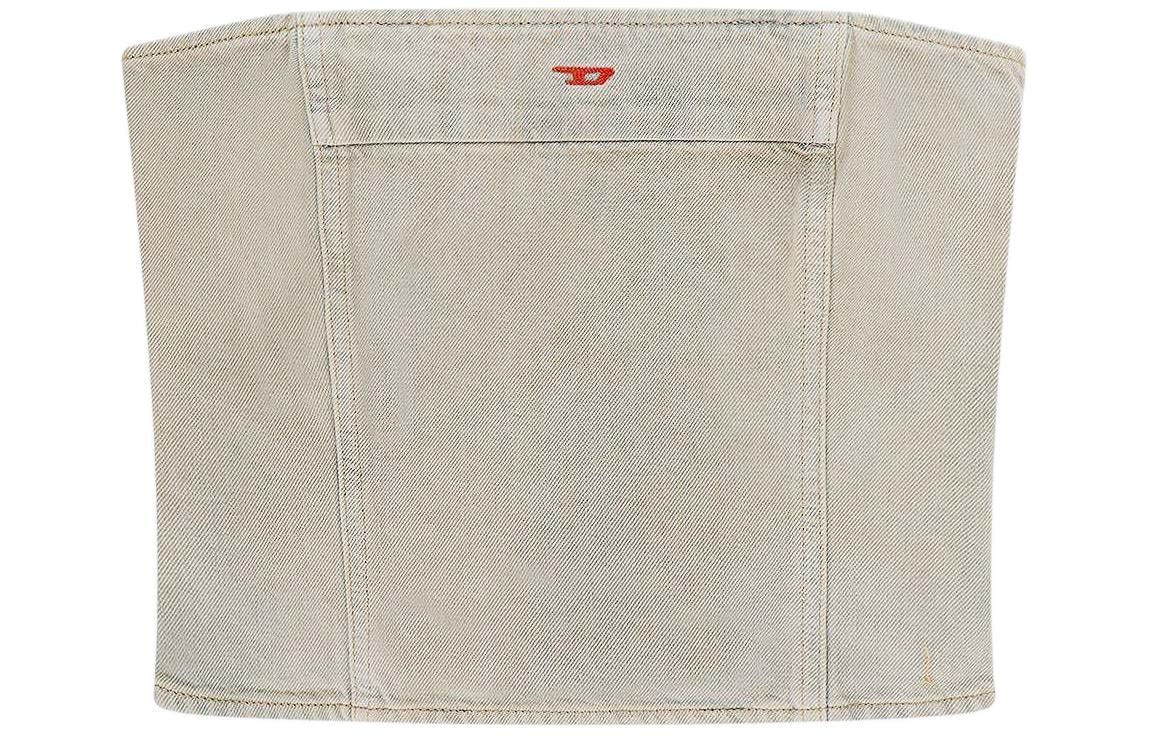 DIESEL SS24 OVAL-D series solid color one-line pullover sleeveless short slim fit tube top for women gray