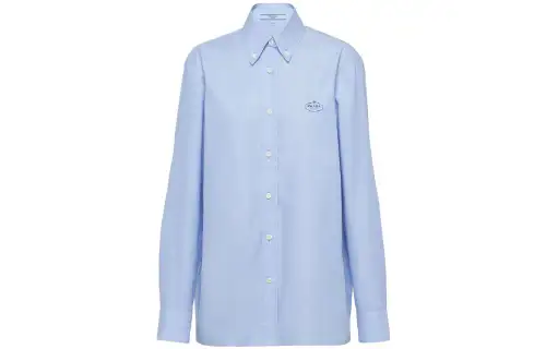 PRADA Shirts Women's Blue Pointed Collar Moderate Other
